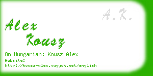 alex kousz business card